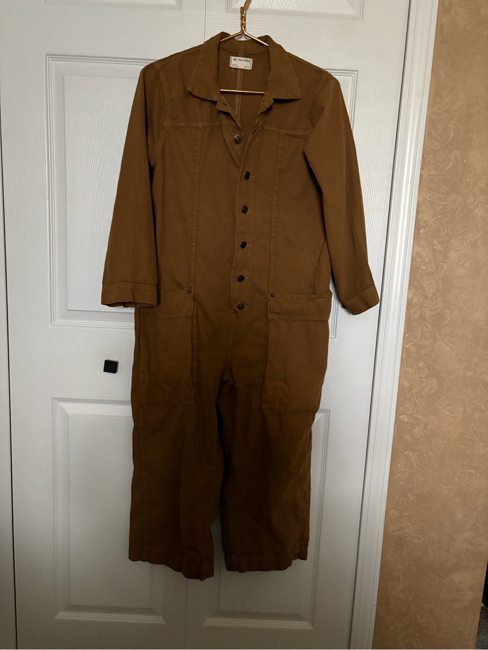 Free People Rust Brown Button-Up Utility Jumpsuit - Picture 2 of 4